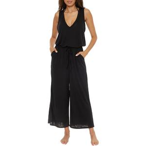 BECCA women's Beach Date Jumpsuit, Casual, Sleeveless With Pockets, Beach Cover Ups for Women (Medium, Black)