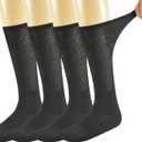 Yomandamor Mens Diabetic Over The Calf Socks,4 Pack Size 10-13 (Black)