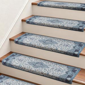 Brakki Bullnose Stair Treads for Wooden Steps, Non Slip Stair Carpet, 14pc