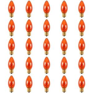 Northlight C9 Transparent Incandescent Christmas Replacement Bulbs - Orange - Pack of 25