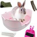 15.1"X11.0" Large Rabbit Litter Box,Plastic Square Rabbits Potty Trainer with Bigger Pan Bunny Corner Toilet Box with Small Animal Disposable Liner for Guinea Pigs Hamster Chinchilla(Purple)