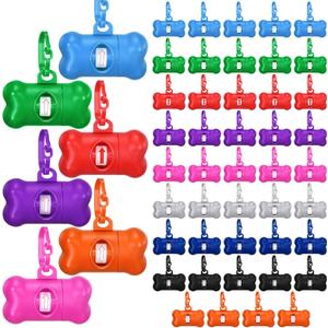 Zhehao 50 Pcs Dog Poop Trash Bag Holder Dispenser Plastic Dog Poop Waste Bag Holder for Leash with Hook and Leak Proof for Walking Hiking Camping(Bone) (Classic)