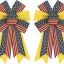 On-Airstore 2 pcs American Flag Wreath Bows Patriotic Bows for Wreaths, Stars and Strips Ribbon Bows 4th of July Decor Bows for Independence Day Indoor Outdoor Decoration Wreath Ornament Supplies