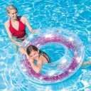 Intex Transparent Glitter Tube Inflatable Swimming Pool Float Raft Ring, Large