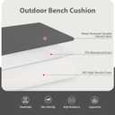 Favoyard Outdoor Bench Cushion 48 x 18 Inch Waterproof Patio Furniture Cushions 3-Year Color Fastness Garden Sofa Settee Couch Swing Pads with Handle and Attach Ties, Dark Gray