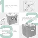 FinishingBo Large 11x11 Inch Cube Storage Bins with Cotton Handles for Closet, Shelves, Clothes, Towel (Gray-6 Pack)