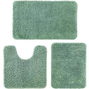 MIULEE 3 Pieces Bathroom Rugs and mats Sets Extra Thick Non Slip Microfiber Bath Mats and U-Shaped Contour Toilet Rug for Bath Room Floor Restroom,20"x30"+16"x24"+20"x20", Sage Green (1'8" x 2'8" (Rectangular))