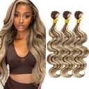 20 22 24 Inch DiexrLamx Hair 613 Blonde Bundles Ombre Body Wave Bundles 8A Grade Brazilian Virgin Hair Double Weft Color #4 Hair Extensions