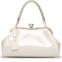 RTGGSEL Women's Crystal Glossy Patent Leather Top Handle Tote Evening Handbag Wedding Crossbody Shoulder Bags Satchel Purse (White)