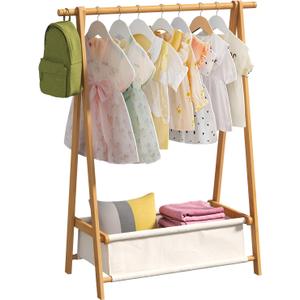 Clothing Rack, Coat Rack Freestanding for Hanging Clothes, Dress up Rack with Storage Basket,Closet Organizer for Hanging Clothes (Short)