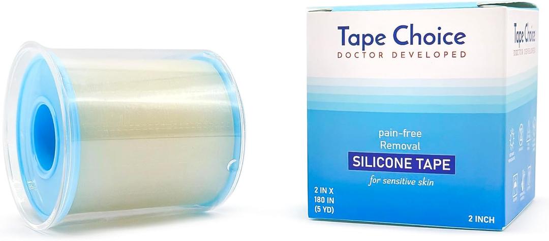 Silicone Tape for Skin Medical Silicone Tape Silicone Skin Tape Soft Silicone Tape Hypoallergenic Tape for Sensitive Skin Pain-Free Removal Tape Secures Dressing 1 2" Wide (5.0ydx2.0in)