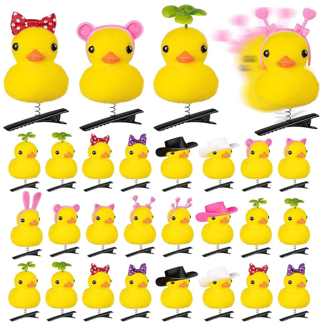 24 Pcs Duck Clips for Hair, Cute Festival Rave Sprouts, Yellow Hair Accessorie for School Home Party Props