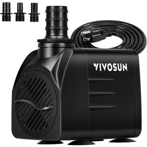 VIVOSUN 660GPH Submersible Water Pump, 2500L/H 35W aquarium pump, Ultra Quiet Fountain Pump with 8.2ft/2.5m High Lift for Fish Tank, Pond, Aquarium, Statuary, Hydroponics