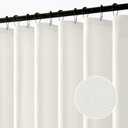 ANRODUO White Extra Long Fabric Shower Curtain, 108 Inch Long Heavy Duty Cloth Shower Curtain Set with 12 Metal Hooks, Waterproof Decor Machine Washable for Bathroom Bathtub Hotel, 72 x 108