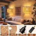 Hanging Lamps Rattan Pendant Light Hanging Lights 16.4ft Plug in Cord Pendant Light Fixture Plug Into Wall Outlet Pendant Lighting with On Off Switch for Bedroom Living (Cylindrical Flower Shade), 12.6 Inch - Flower Shade