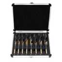 COMOWARE Reduced Shank Drill Bit Set, 8 Sizes from 9/16" to 1", HSS M2, Black & Gold Drill Bit with 3-Flat 1/2" Shank, 135 Split Point, Drills Bits for Metal/Plastic/Wood, with Storage case