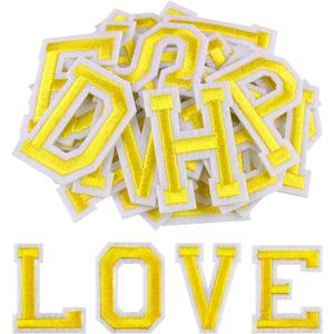 Morcheiong 78 Pcs Iron on Letter Patches A-Z, 2 Inch Iron on Embroidered Alphabet Patch for Clothing, Pants, Hats, Bags- Yellow