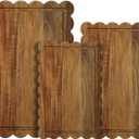 3 Pcs Acacia Wood Scalloped Cutting Boards for Kitchen with Juice Groove Blank Wood Charcuterie Tray for Snack Cheese Appetizers Grazing Platter Engraving Gift Crafts Rustic Wall
