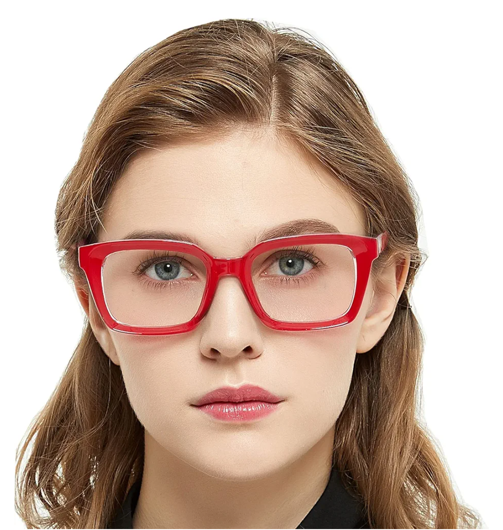 MARE AZZURO Oversized Reading Glasses Women Retro Square Readers 1.0 1.25 1.5 1.75 2.0 2.25 2.5 2.75 3.0 3.5 4.0 5.0 6.0 (Red, 1.50)