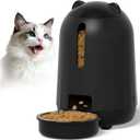 PAPIFEED Automatic Cat Feeder, Button Timer Auto Food Dispenser with Dual Power Backup, Slow Feeding Mode, 3L Moisture-Proof Feeder for Cats & Small Dogs (Black)