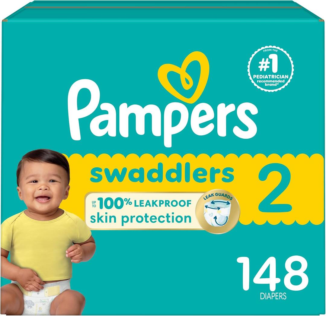 Pampers Baby Diapers - Swaddlers - Size 2, 148 Count, Ultra Absorbent Disposable Infant Diaper