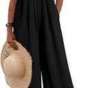 Dokotoo Women's Casual Loose Overalls Jumpsuits One Piece Sleeveless Wide Leg Long Pant Rompers With Pockets, 2XL