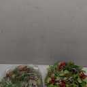 Lyrow 4 Pcs Christmas Candle Rings Wreath Xmas Kitchen Cabinet Mini Wreath Artificial Berries Snowy Pine Candle Ring Holder for Christmas Chandelier Home Table Centerpiece Indoor Decor