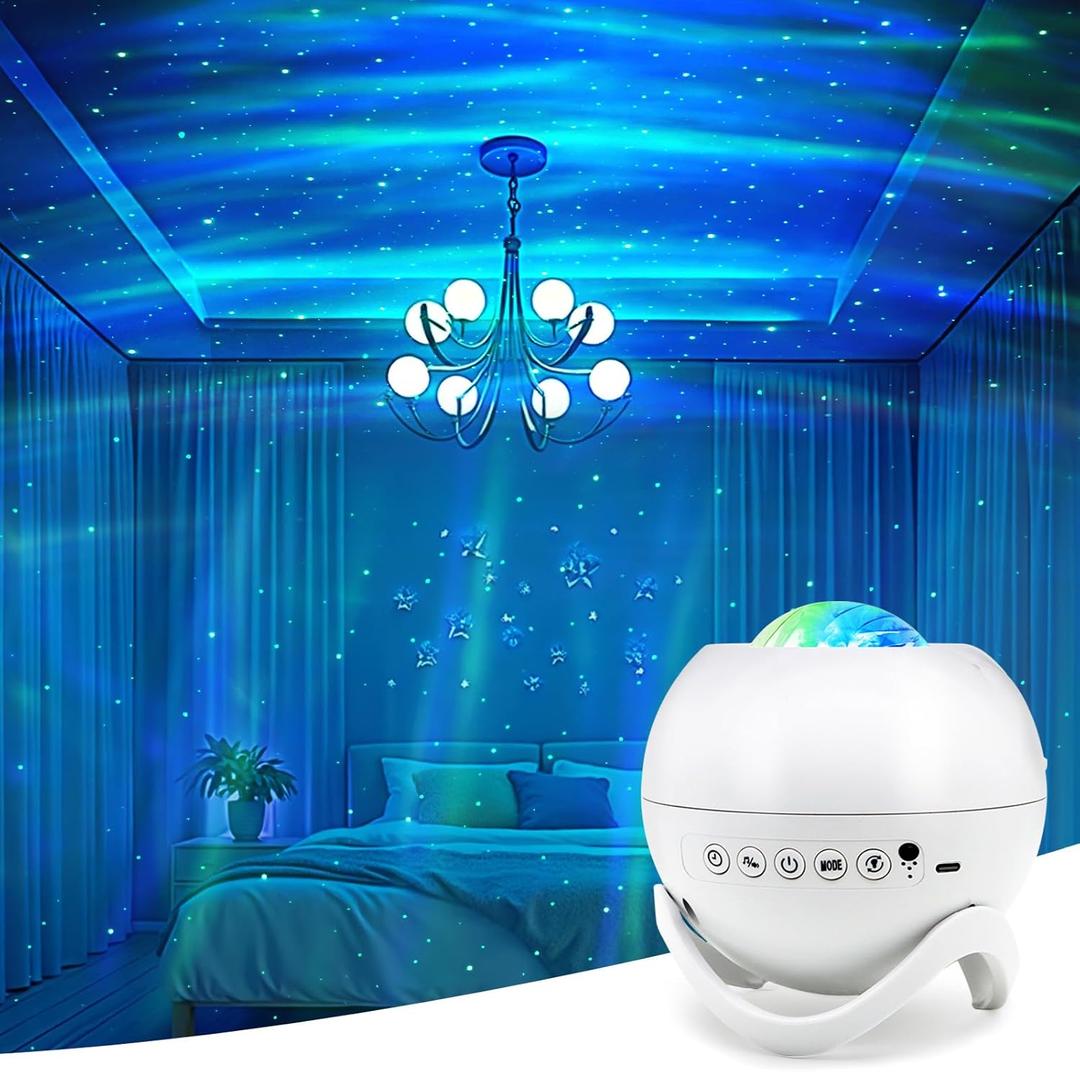 Star Projector Galaxy Projector for Bedroom, White Noise Bluetooth Speaker Northern Lights Projector, Suitable Gaming, Home Theater, Adult, Christmas Mood Night Light