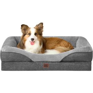 EHEYCIGA Orthopedic Dog Bed for Large Sized Dog, 41x27x7.5 Inch Large Memory Foam Dog Couch Bed with Sides, Waterproof Liner & Washable Removable Cover, Bolster Pet Sofa, Grey