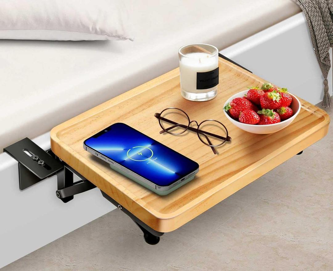 Foldable Bedside Shelf, Bunk Bed Shelf, Bed Side Tray for Bunk Beds in University Dormitories, Simple Nightstand, Wood and Steel