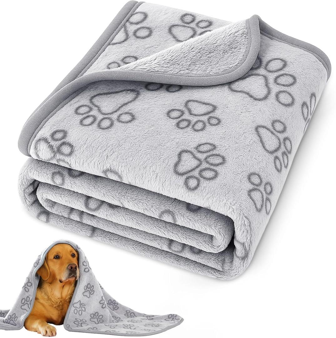 42" x 30" Dog Blankets for Medium Dogs, Cat, Premium Soft Dog Blankets for Small Dog Washable, Puppy Blanket Dogs Essentials for Puppies (Grey)