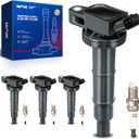 OEM Performance Set of 4 UF333 Ignition Coils & Double Iridium Spark Plug Compatible with Toyota Camry RAV4 Highlander Solara Corolla Matrix Scion tC xB Pontiac Vibe Lexus HS250h