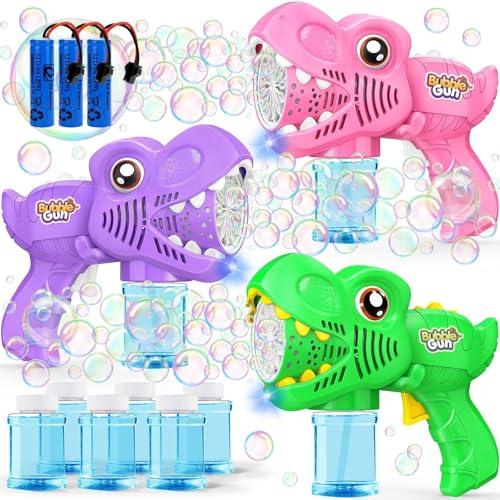 3-Pack Gifts for Girls Bubble Gun - Auto Light Up Bubble Machine with Refills for Kids Toys Girls Ages 6-8 Birthday Gift Party Favors Eassentials Easter Stocking Stuffers Valentine (Green+Pink+Purple)