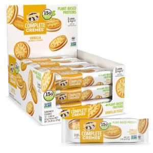 Lenny & Larry's The Complete Cremes, Sandwich Cookies, Vanilla, Vegan, 5g Plant Protein, 6 Cookies Per Pack (Box of 12), Best By: 05/14/2026