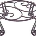 Yimobra Tall Plant Stand Outdoor, Metal Planter Stands for Indoor Plants, 11.8x6 Inches Heavy Duty Pots Holder, Garden Container Rack, Large Wrought Iron Pumpkin Stand, Bronze/Brown