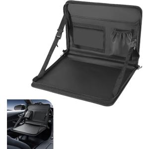 Downhill 1 PC 3 in 1 Steering Wheel Eating Tray, Multifunctional Back Seat Laptop Desk Bag, Leather Headrest Food Table Organizer, Universal for Most Cars, Trucks, SUVs (Black)