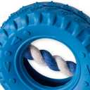 Pet Passion Natural Rubber Tire and Organic Cotton Rope Pull and Chew Dog Toy for All Pet Breeds, Blue, One Size