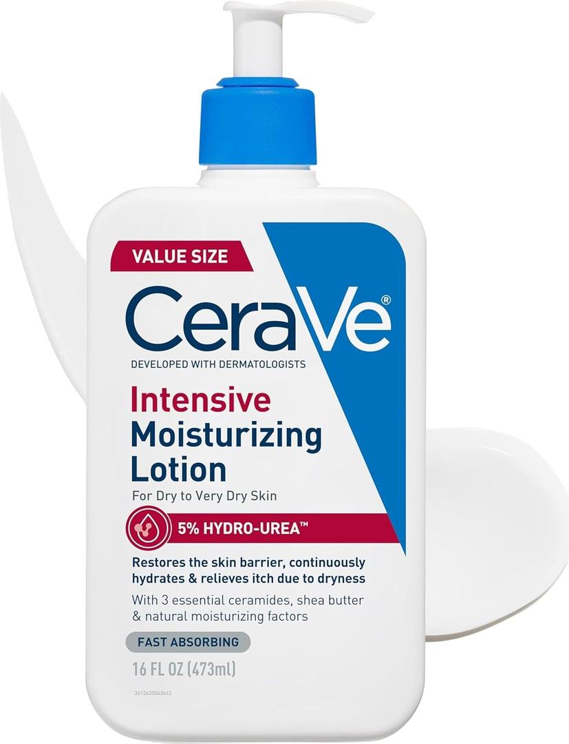 CeraVe Intensive Moisturizing Lotion, Hydro-Urea + Shea Butter, Body Lotion For Dry Skin, Relieves Signs Of Extra Dry Skin, Non Greasy Hydrating Cream For Rough, Tight, Red & Itchy Skin, 8oz