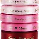 MEEDEE Pink Ribbon for Gift Wrapping Thank You Just for You Ribbon Mothers Day Gift Box Double Face Satin Assortment Thin Pink Satin Fabric, 5 Rolls 10 Yards Each Total 50 Yards