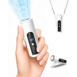 Clip On Waist Fan, Mini Portable Pocket Fan with Ice Cooling Plate | 17000RPM, Long Battery, Small, LED Display, 5-Speed, Belt Clip Fan for Travel Camping Hiking, Gifts for Men Women, White