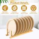 5 Pcs Bamboo Dish Racks, 8 Slots, Vertical Drainer, Plate Drying Stand Holder, Kitchen Cabinet Organizer for Dish, Pot Lids, Plates, Cups, and Cutting Boards and Books