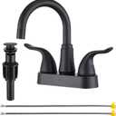 KPW Bathroom Sink Faucet 2 or 3 Hole Matte Black Centerset 4 Inch Bathroom Sink Faucet 2 Handle Plating Over ABS Plastic Non-Metallic Lavatory Bathroom Faucet with Pop up Drain Water Supply Hoses