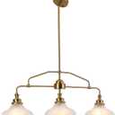 32.5" Modern Kitchen Island Lights with Alabaster Glass Shade, 3-Light Dining Room Lighting Fixtures Hanging, Transitional Multi Pendant Lighting, Brass Finish