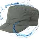 TOP-EX Men's Waterproof Army Hat - Foldable Brim Cadet Cap for Golf, Running, Outdoor Dad Military Caps, Light Gray XL XXL Extra Large Big Head Oversize