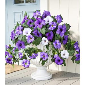 HyeFlora Artificial Flowers for Outdoors 2PCS Faux Petunias Silk Fake Flowers for Outside Planter UV Resistant Realistic Home Garden Porch Decor (Purple)