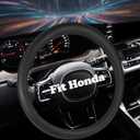 Car Steering Wheel Cover for Honda CRV Civic Accord HRV Pilot Passport Odyssey Element Insight Fit Ridgeline Clarity City LX EX EXL Si Hatchback Accessories,Black (Style-B, Round-Shaped)