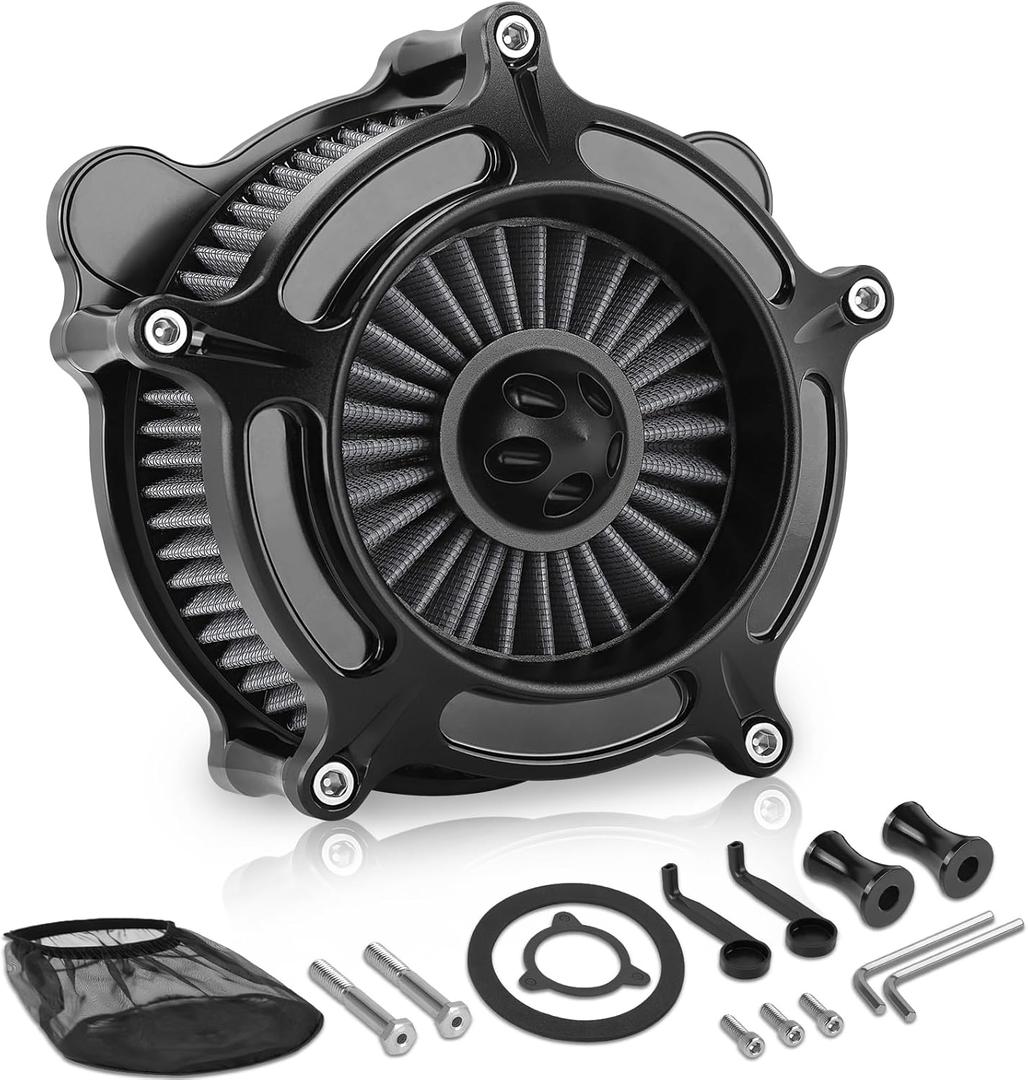 Air Cleaner Intake Filter System Kit Air Filters Cover for Harley Touring 2008-2016 Softail '16-'17 FLSTNSE '14-'15 FLSTSE 2011-2012 FXSBSE 2013-2014 Dyna FXDLS 2017