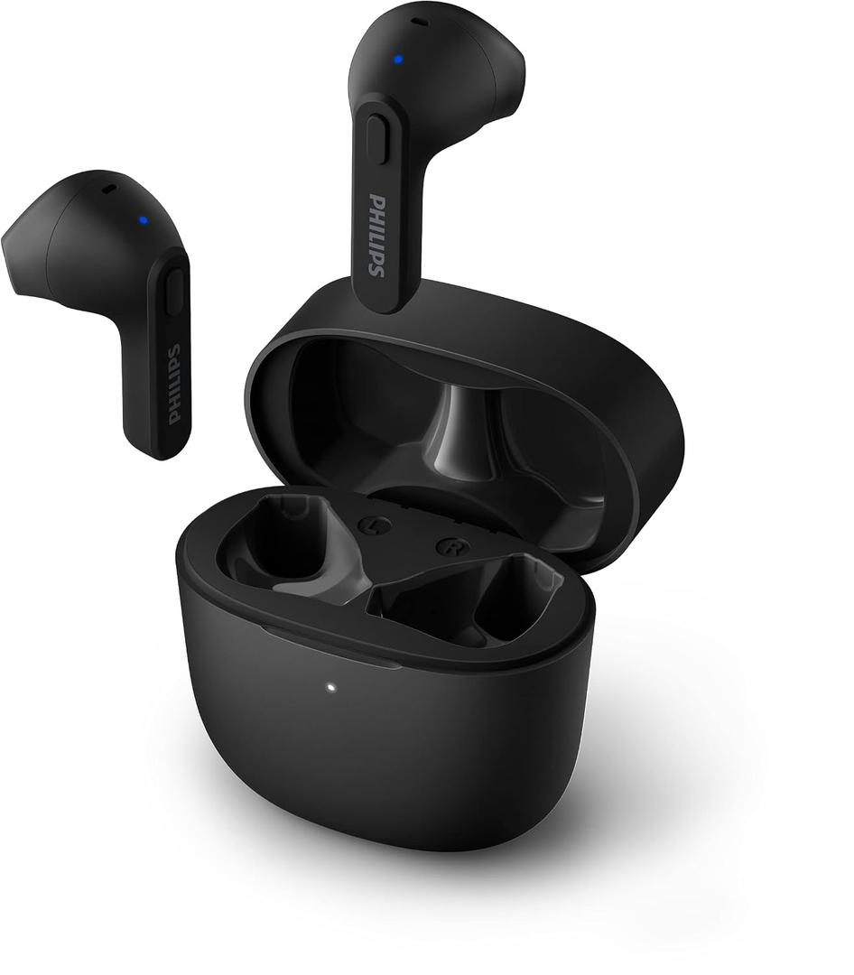 Philips T2236 True Wireless Headphones with IPX4 Water Resistance and Super-Small USB-C Charging case, Midnight Black