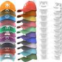 Hat Organizer for Baseball Caps Hold Up to 40 Hats, 2 Pack Hat Rack for Wall, Strong Adhesive Hat Storage Display Holder(White-2 Pack)