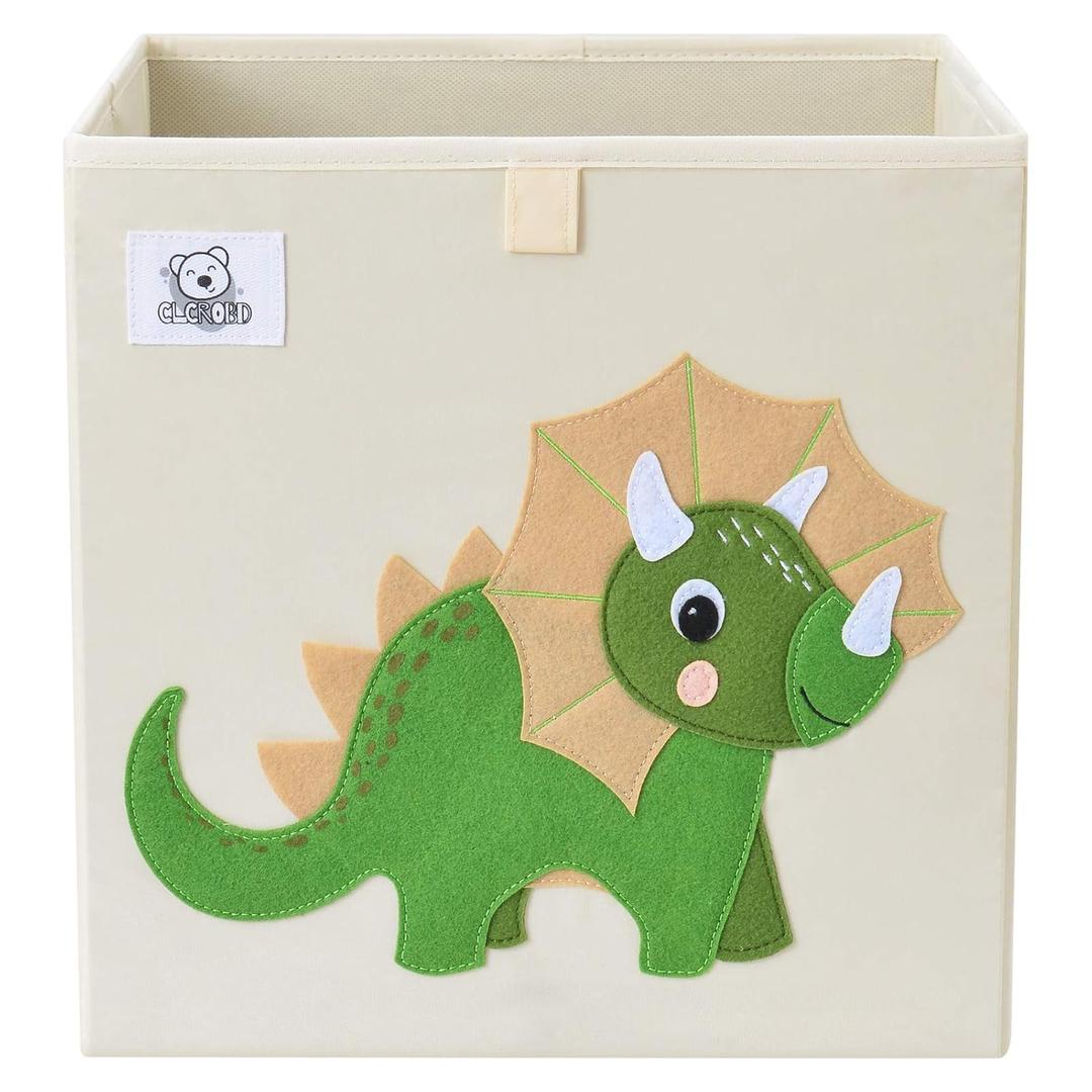 CLCROBD Foldable Animal Cube Storage Bins Fabric Toy Box/Chest/Organizer for Toddler/Kids Nursery, Playroom, 13 inch (Triceratops)